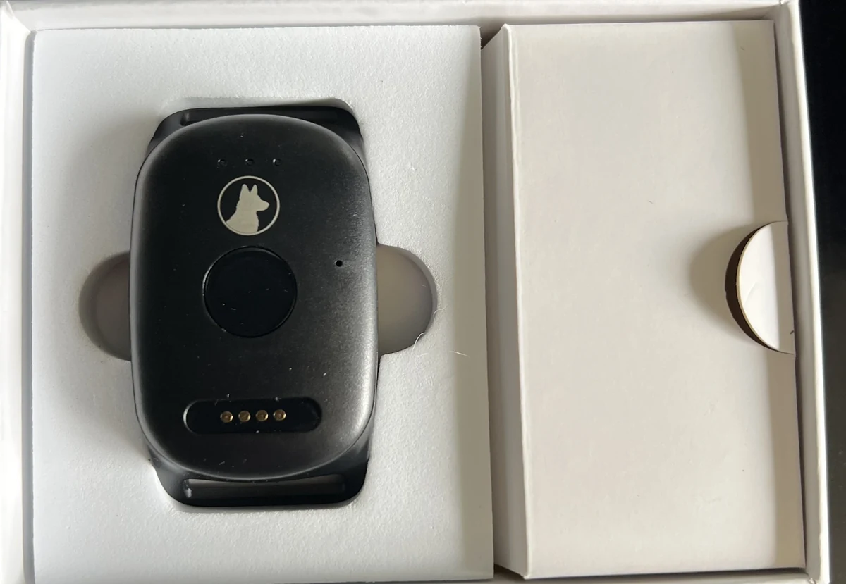 SnapDog Tag inside its packaging — real product photo